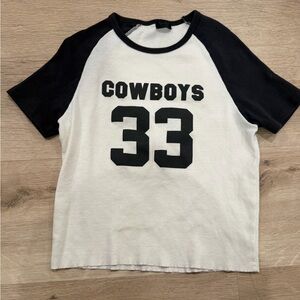 Brandy Melville Cowboys 33 Raglan Tee - Black & White